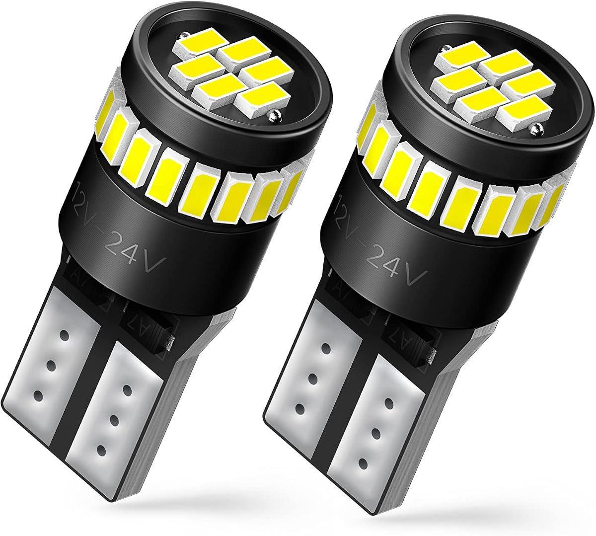 AUXITO - 194 bombillas led para luz de placa, chips 168, 175, 2825, W5W, T10, 24-SMD, 3014, 6000 K, color blanco, luces de automóvil, interiores, mapa, placa, cortesía, paquete de