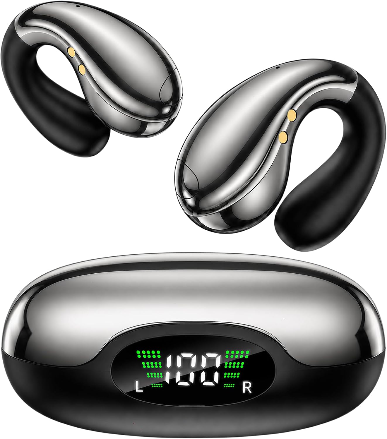 Boytond Auriculares ultra abiertos, cómodos auriculares con clip, auriculares inalámbricos de conducción ósea con Bluetooth 5.3, carga rápida para correr, deportes y viajes, color