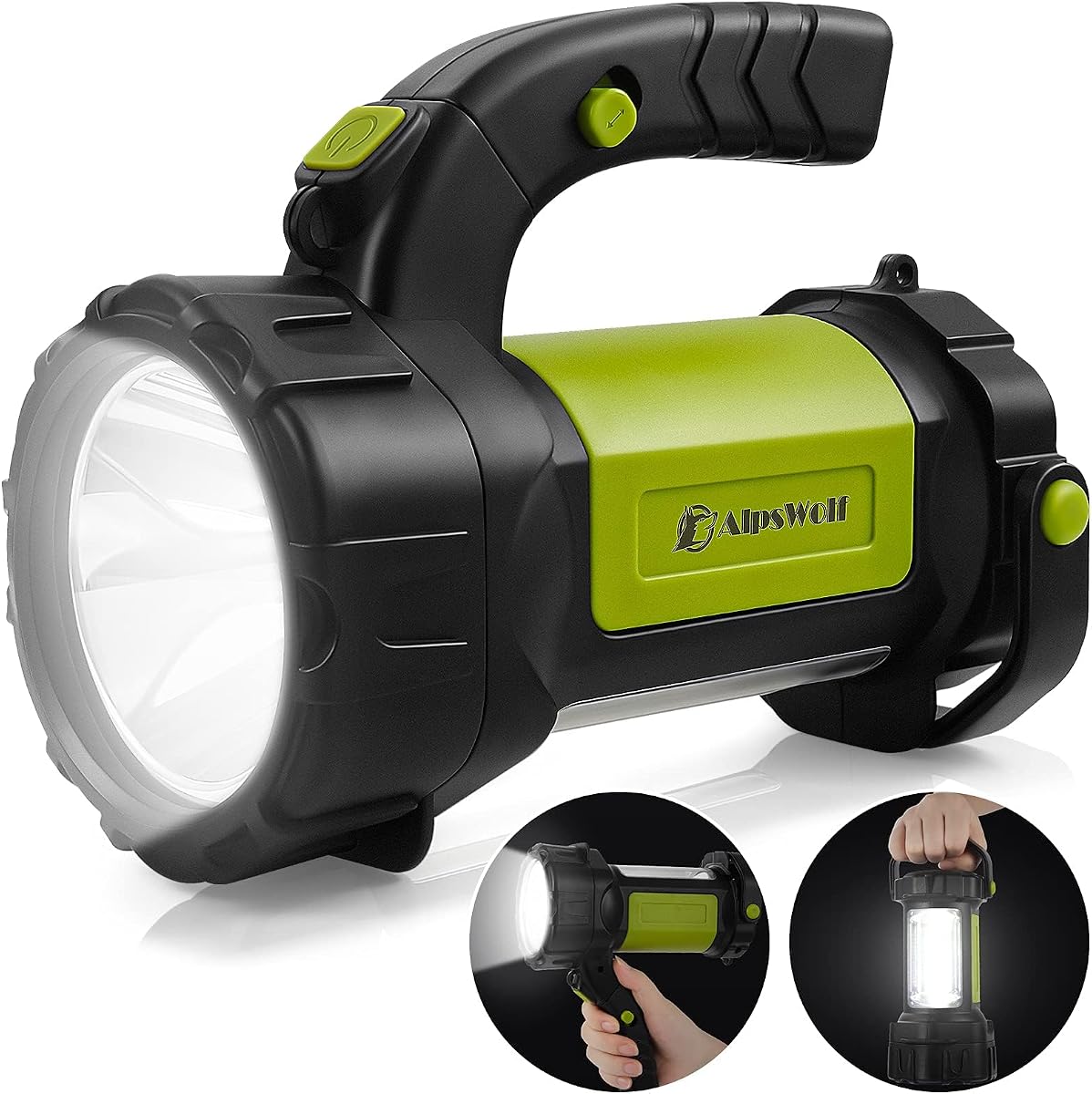 AlpsWolf - Linterna de camping recargable, linterna LED con 800 lúmenes, 3600 mAh, correa incluida, luz de camping brillante portátil para emergencia, senderismo al aire libre, cor