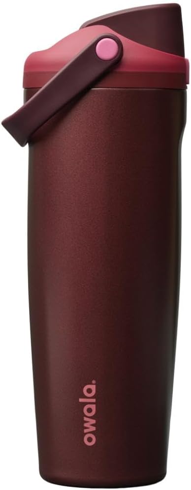 Botella de agua Owala FreeSip con aislamiento de acero inoxidable con pico de dos vías, pajita incorporada y asa de cubo, fabricada para viajes, escuela y deportes, 30 onzas, sin B