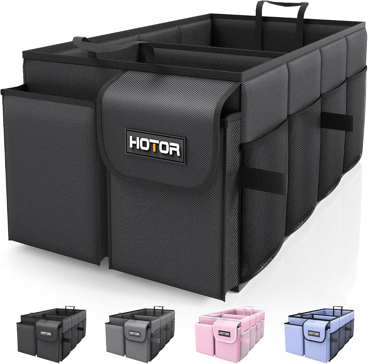 HOTOR Organizador de Maletero - Organizador de Coche, Organizador de Maletero Plegable para SUVs y Sedanes, Organización de Coche Resistente para Accesorios de Automóvil, Herramien