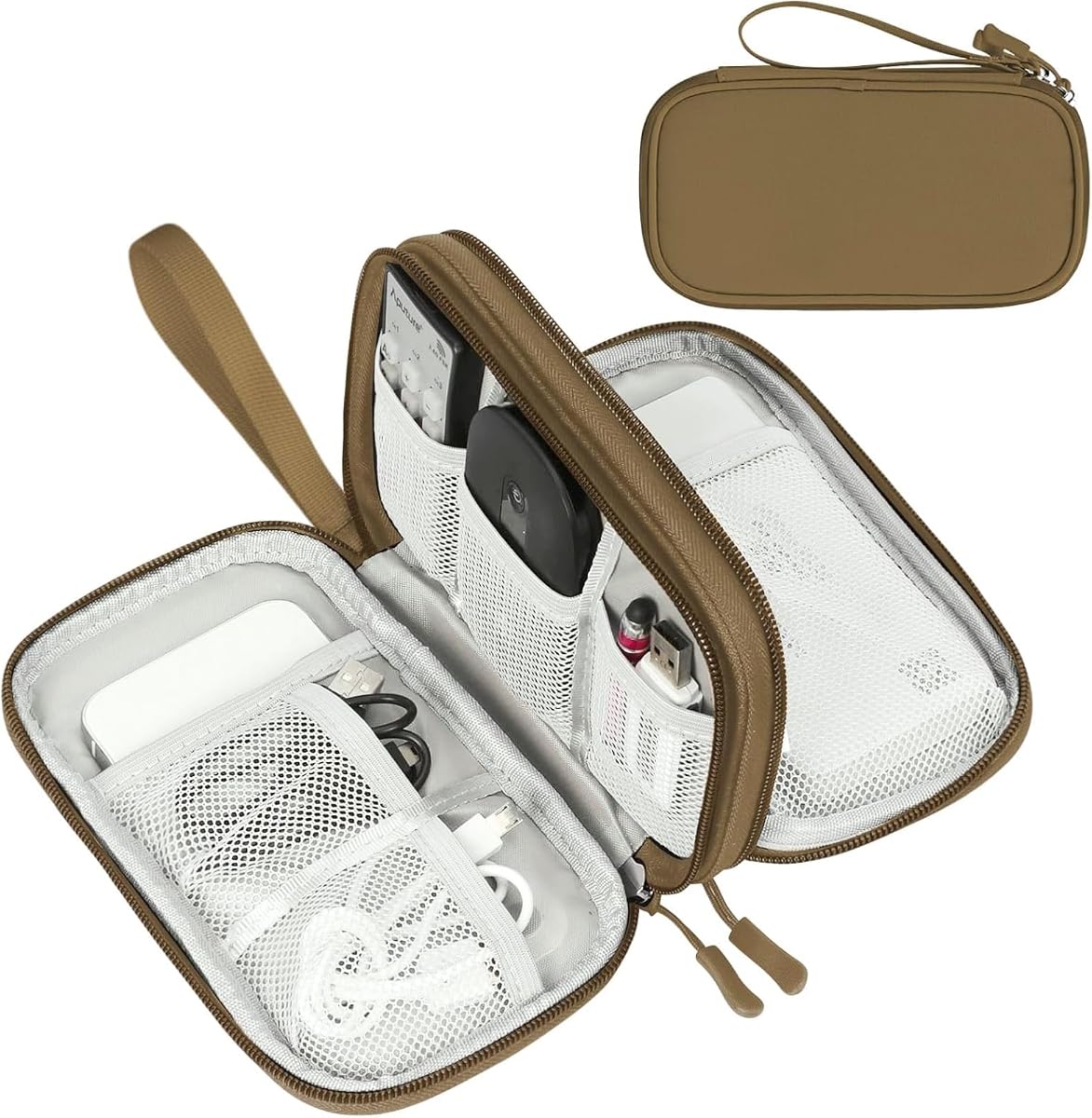 FYY Organizador electrónico, organizador de cables de viaje, bolsa de transporte para accesorios electrónicos, portátil, impermeable, doble capa, bolsa de almacenamiento todo en un