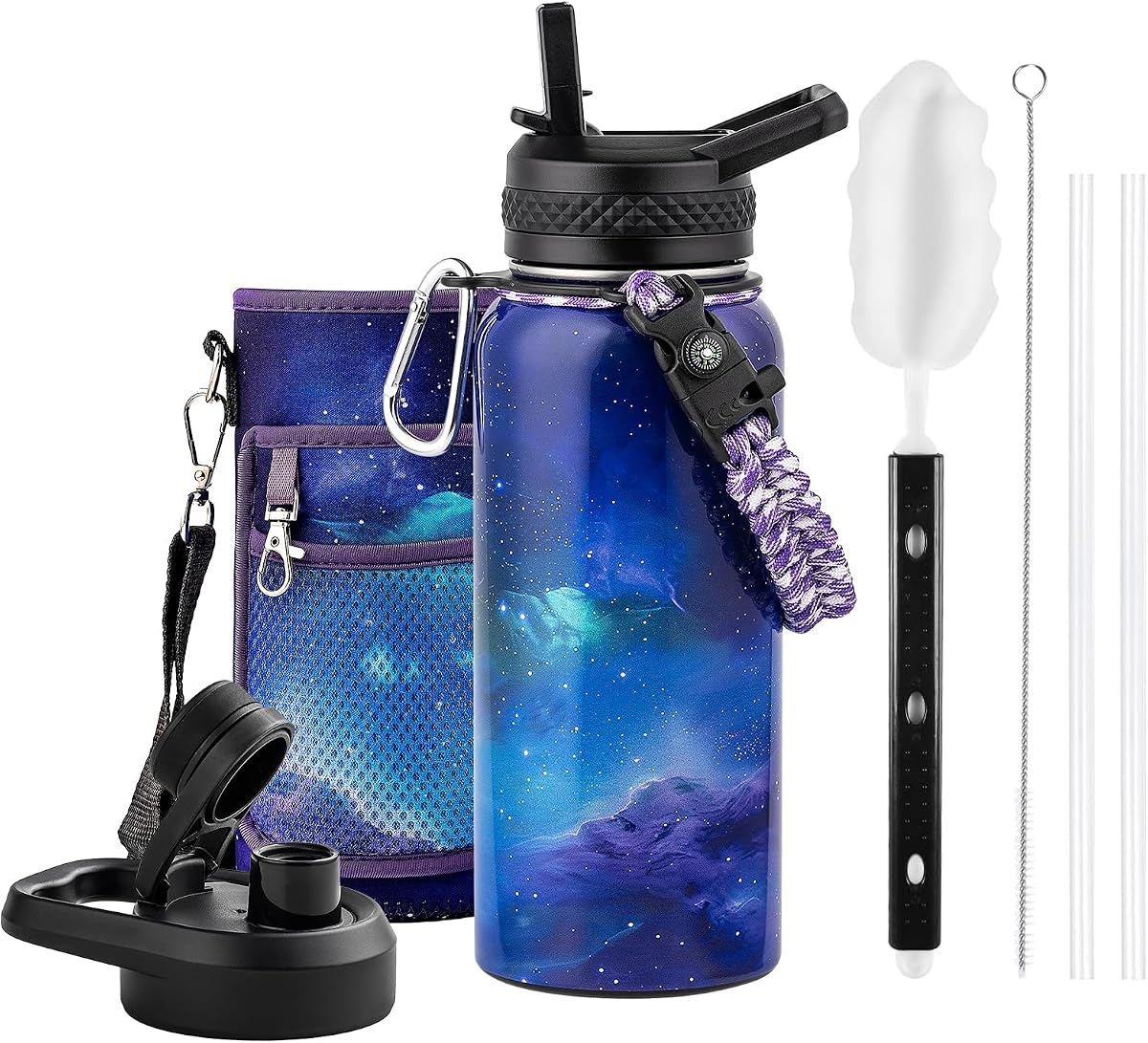 RAYMYLO Botella de agua aislada de 32 onzas, botellas de agua de acero inoxidable de triple pared con vacío - Mantiene el frío durante 48H, recipiente de agua reutilizable de metal