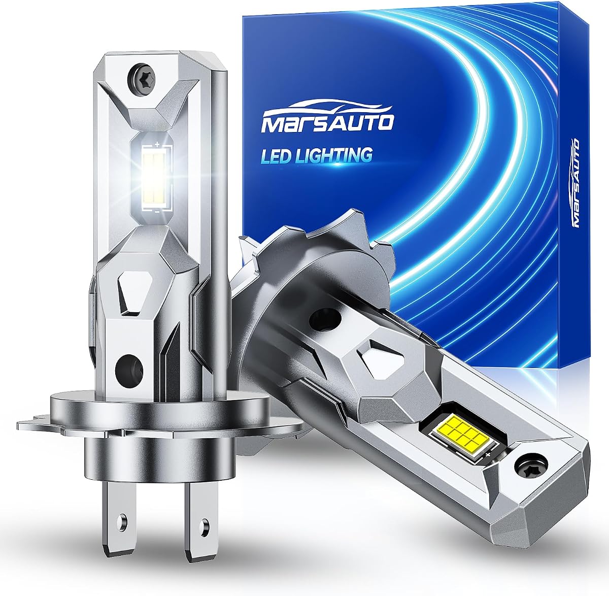 Marsauto - Luces LED H7 para coche - Bombilla halógena de alto rendimiento para faros delanteros, luz alta, luz baja y bombilla de repuesto antiniebla (contiene 2 bombillas)