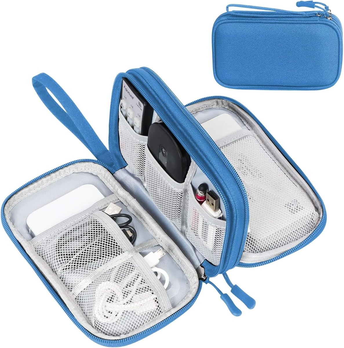 FYY Organizador electrónico, organizador de viaje en bolsa, bolsa de transporte para accesorios electrónicos, bolsa de almacenamiento todo en uno portátil e impermeable de doble ca