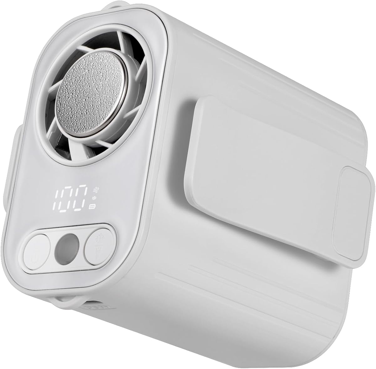 Ventilador de cintura con placa de enfriamiento, ventilador personal con clip manos libres, 100 velocidades, hasta 12 horas recargable, cordón para el cuello, para campamento, viaj