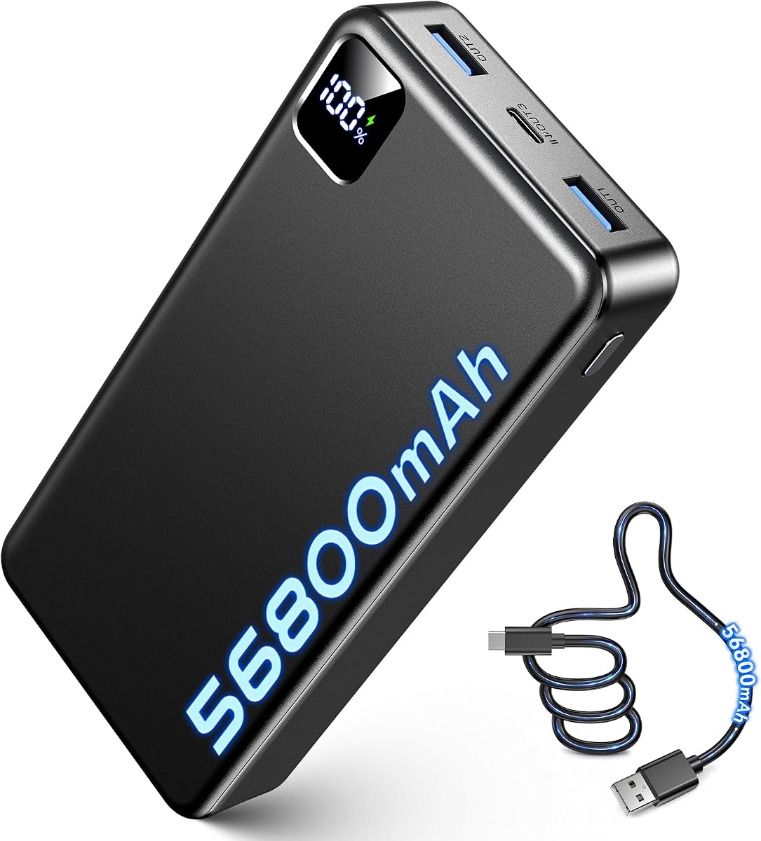 Cargador portátil, batería de 56800 mAh, cargador de teléfono portátil de carga rápida de 22.5 W para camping, viajes, esencial compatible con iPhone 17/16/15/14/13 Series, Samsung