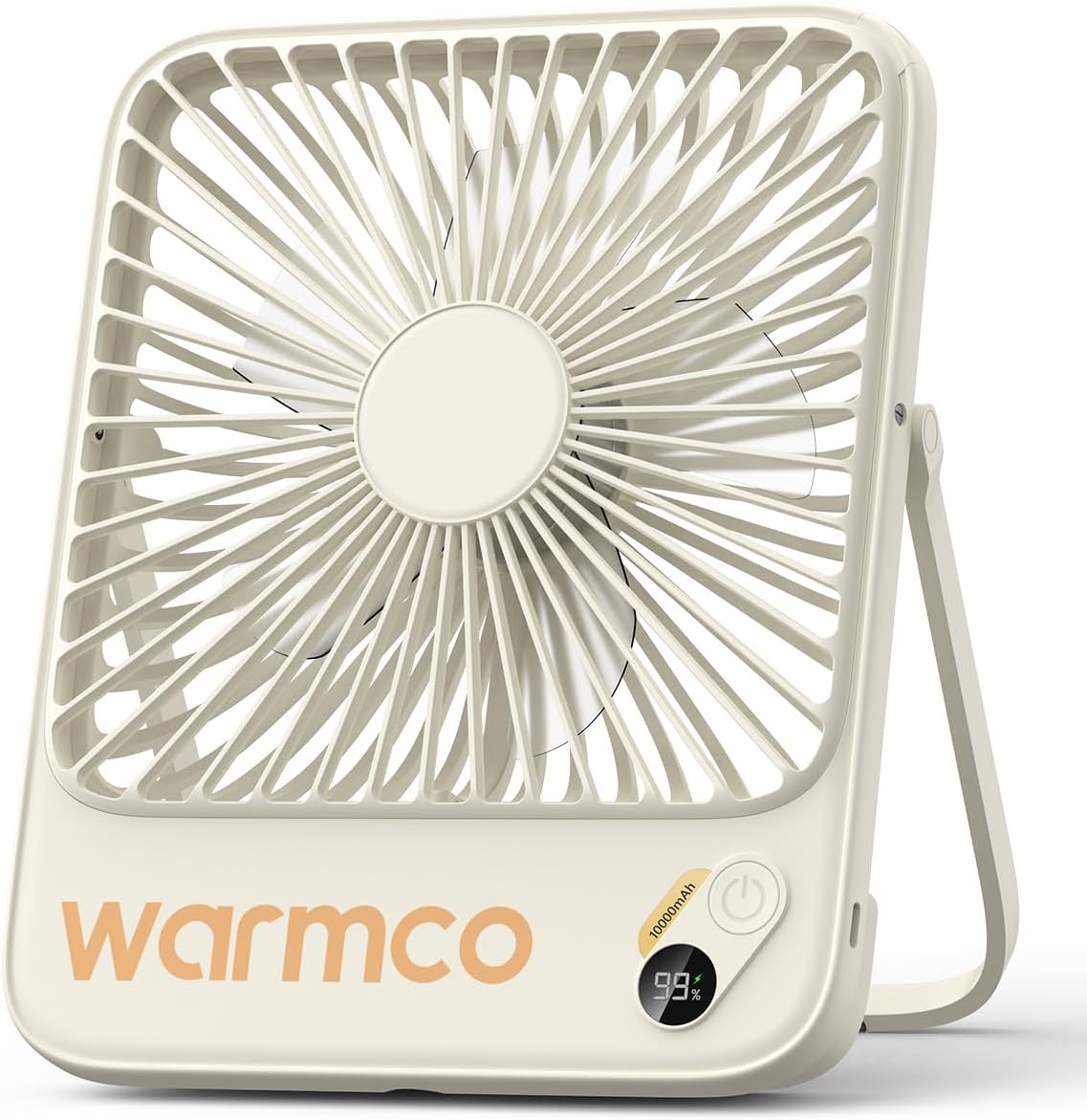 Warmco Ventilador de viaje portátil D3 10000mAh, ultrafino, 24 horas de funcionamiento - Ventilador de escritorio recargable silencioso de 7 pulgadas, pantalla digital para dormir,