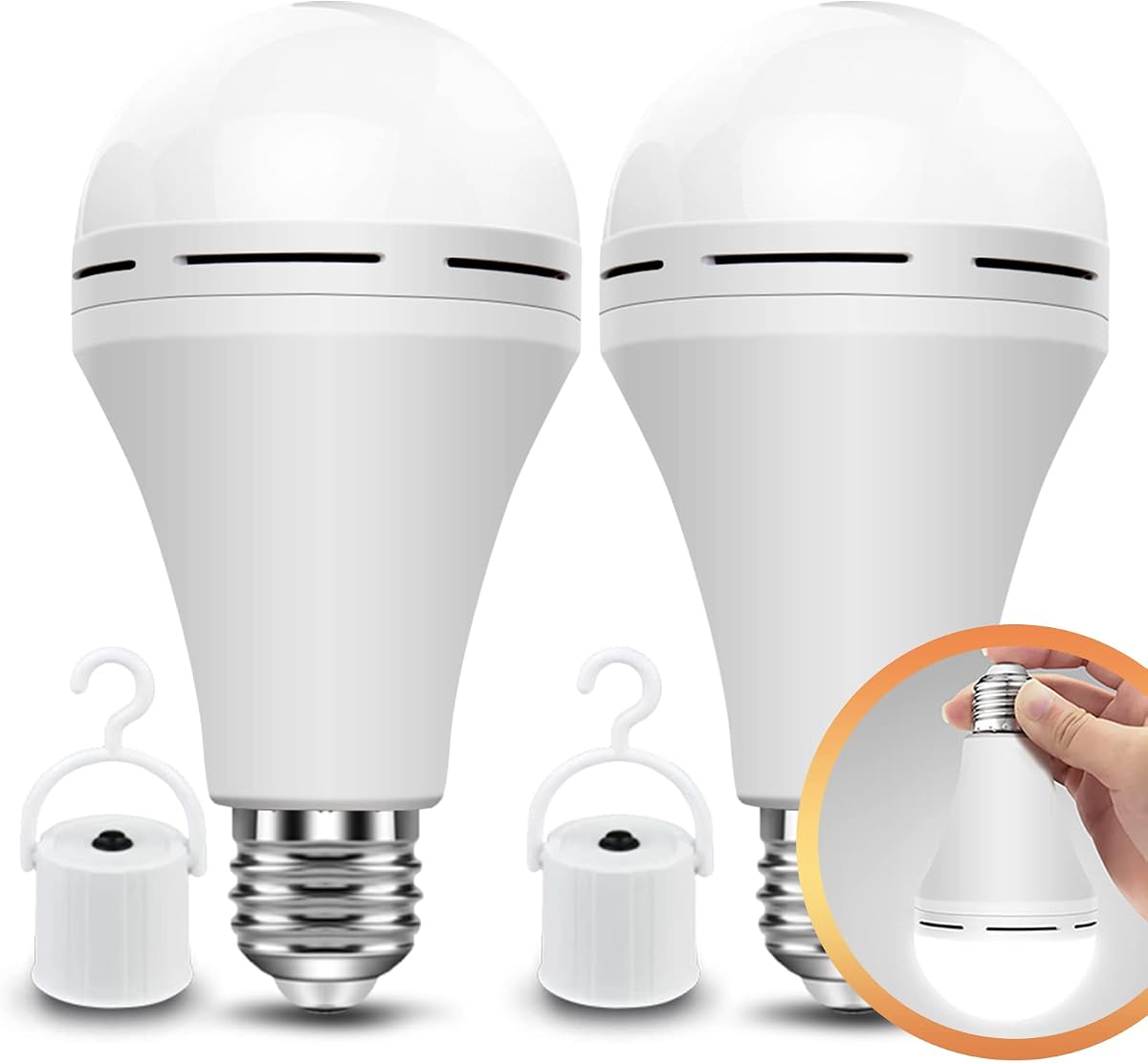 Neporal Bombillas de Luz Recargables que Funcionan con Batería Bombilla de Luz de Respaldo Alimentada, 15W Equivalente a 80W 6000K 1200mAh, Bombilla de Luz de Emergencia para Lámpa