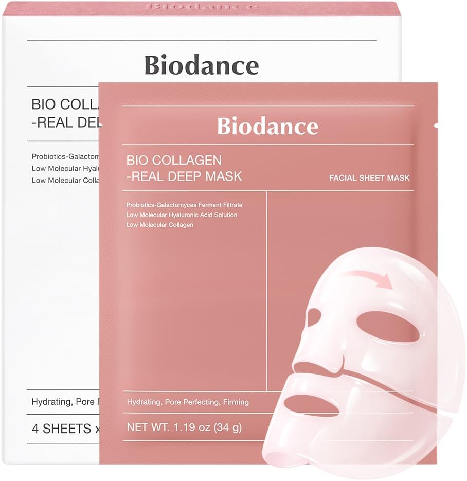 BIODANCE Máscara profunda de bio-colágeno, mascarilla facial hidratante de hidrogel durante la noche, minimización de poros, elasticidad, relleno, artículos esenciales de viaje y r