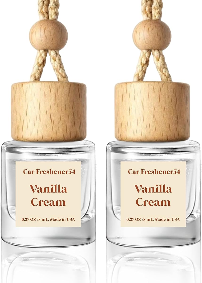 HoogaLife Difusor de Ambientador de Aire para Automóvil Paquete de 2 Difusores de Ambientador de Aire Colgantes - Aceite de Fragancia de Crema de Vainilla Difusor de Aire para Auto