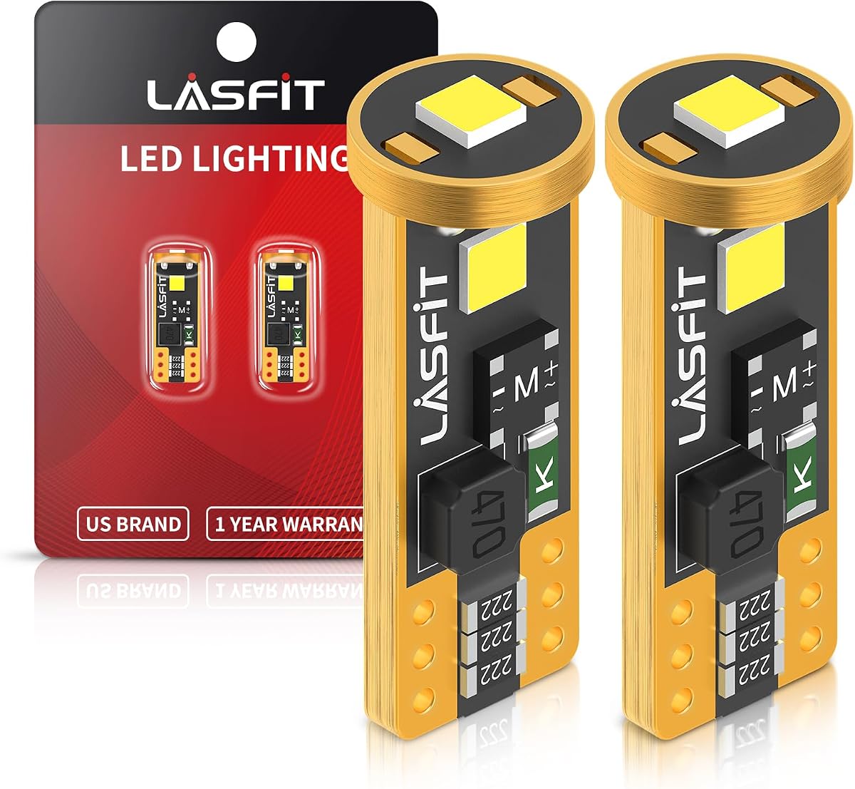 LASFIT Bombilla LED de 194 para placa de matrícula, blanco brillante, T10 168 bombillas LED Canbus sin errores, 400 lúmenes, 6000 K, 192, 2825 W5 W, para luces de carga de cúpula y