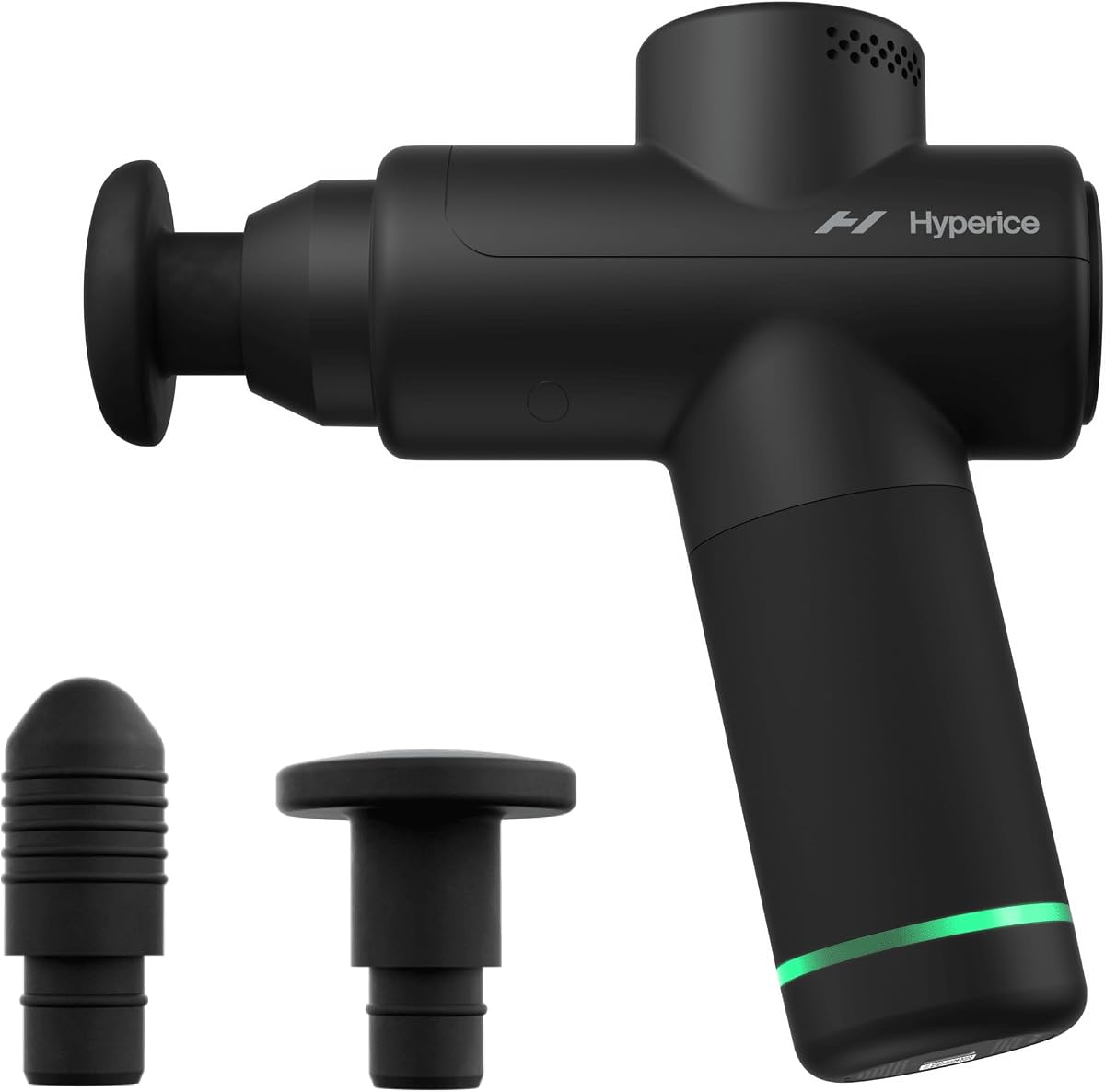 Hyperice Hypervolt Go 2 - Negro - Con tecnología Quiet Glide - Pistola de masaje de percusión de mano - 3 velocidades, 2 cabezales intercambiables - Ayuda a aliviar dolores muscula