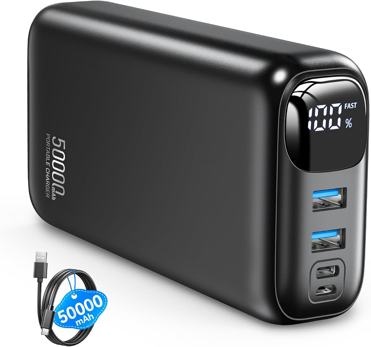 OHOVIV Cargador Portátil 50000mAh Banco de Energía - Carga Rápida 22.5W Paquete de Batería Externa, Cargador de Teléfono Portátil USB-C para iPhone 17/16/15/14/13 Pro Android Samsu