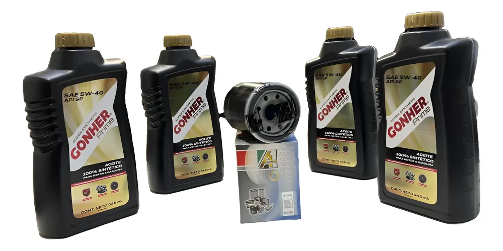 Aceite 5w40 Sintetico Gonher Api Sp Combo 4 Lts + Filtro