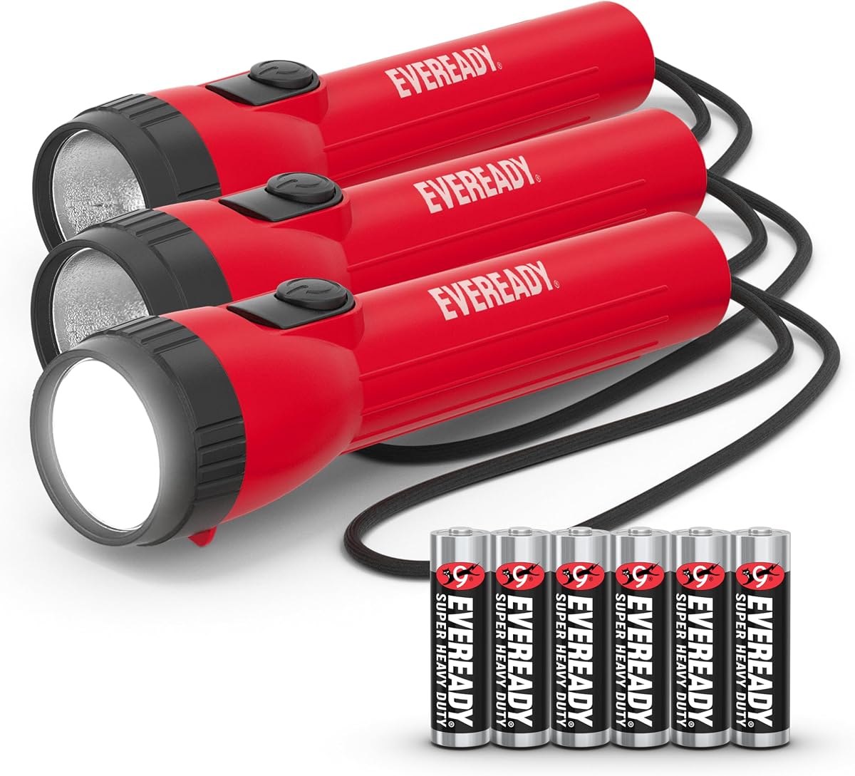 Linternas LED EVEREADY (Paquete de 3), Linternas Brillantes para Emergencias y Equipo de Camping, Luz de Emergencia para Apagón, Incluye Baterías AA