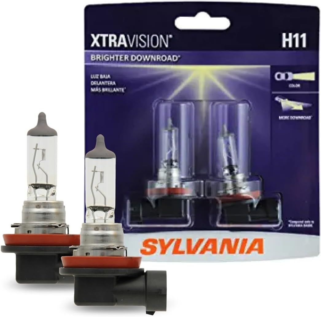 SYLVANIA - H11 XtraVision - Bombilla halógena de alto rendimiento para faros delanteros, luz alta, luz baja y bombilla de repuesto antiniebla (contiene 2 bombillas)
