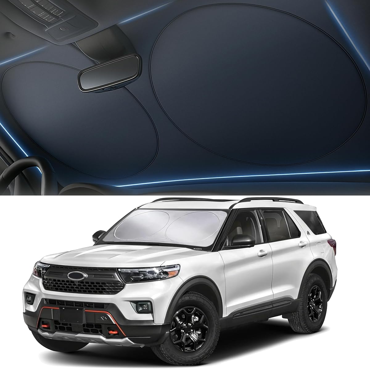 Autovir - Parasol para parabrisas, persianas plegables para ventana de automóvil, 280T