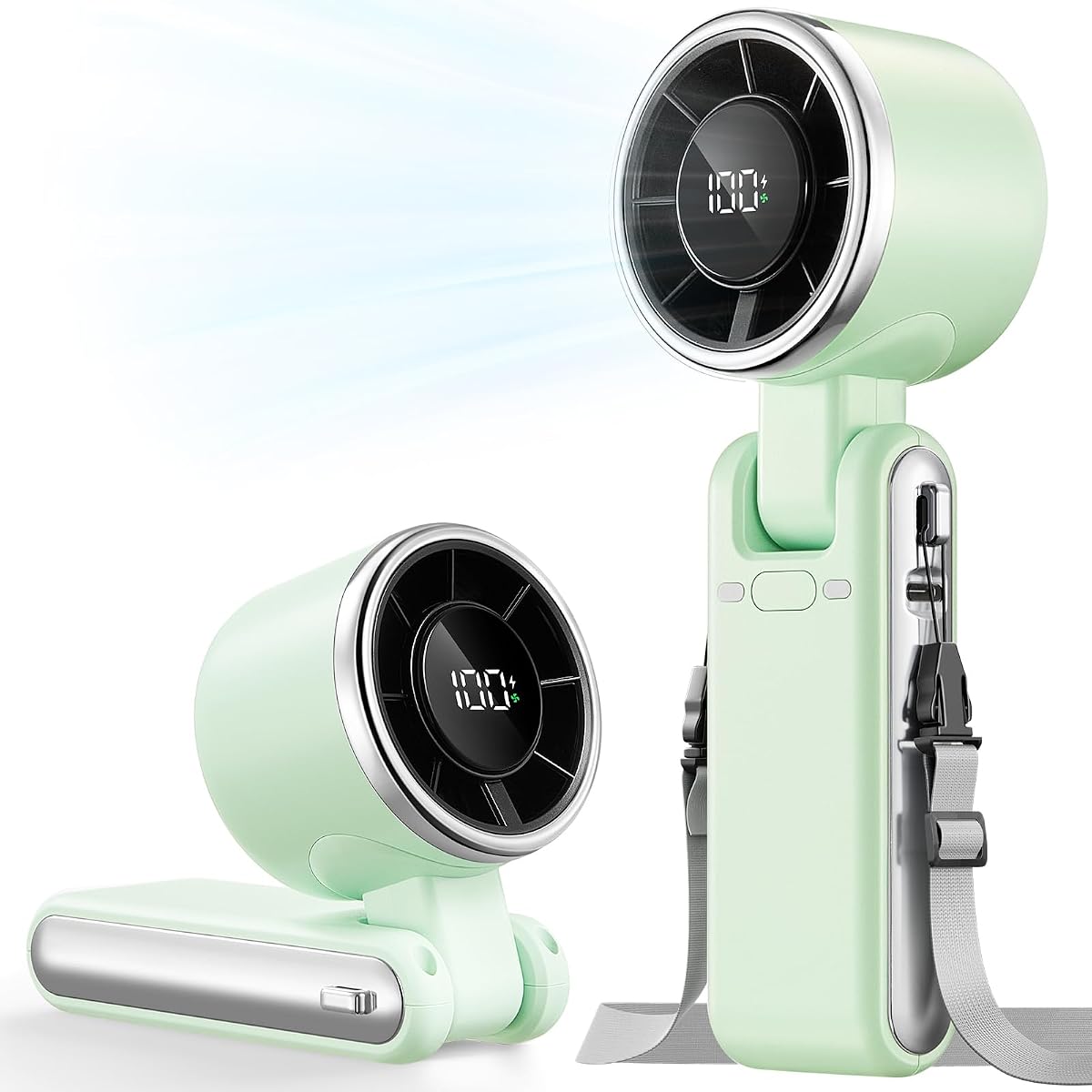 Ventilador Turbo Portátil de Mano - 5 Velocidades de Alta Potencia 4000mAh Recargable Mini Ventilador Personal de Mano Sopla Aire Frío, Operado por Batería Artículos Esenciales de