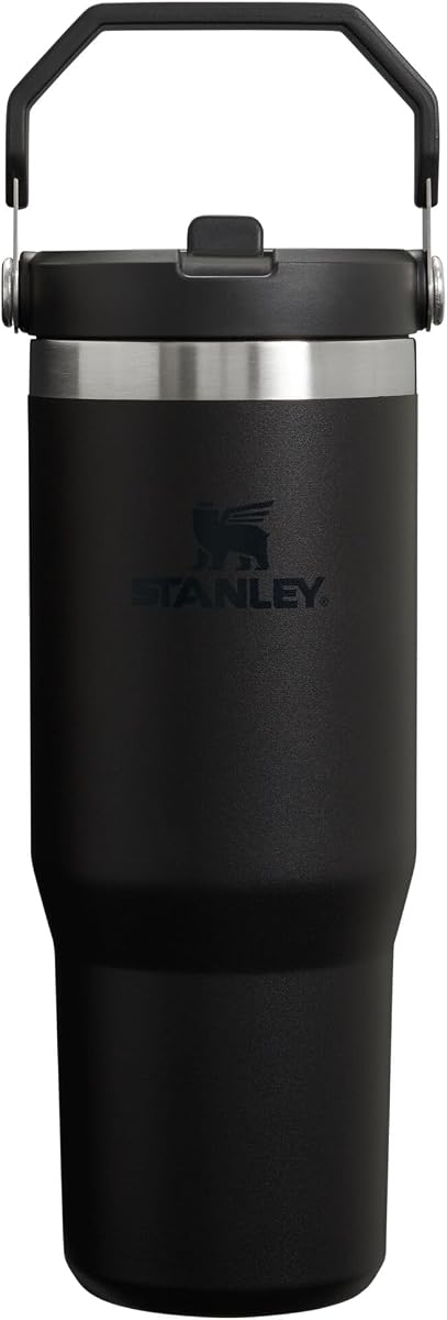 Stanley IceFlow Vaso Tumbler con Pajita Abatible y Asa 30 oz - Tapa Giratoria y Pajita Abatible - Botella de Agua Resistente a Fugas - Acero Inoxidable Aislado - Sin BPA - Negro 2.