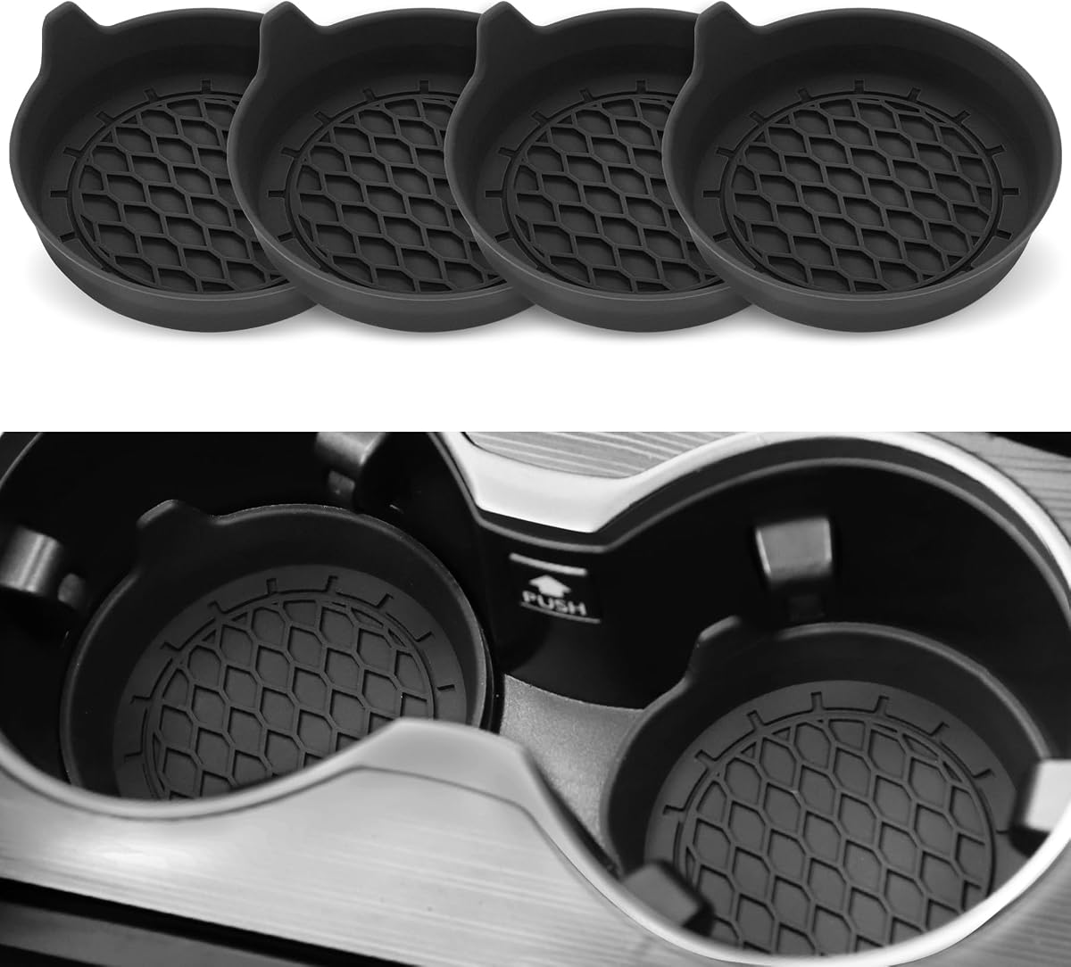 SINGARO - Posavasos para tazas de automóvil, inserto de portavasos de silicona, portavasos universales antideslizantes, accesorios para el interior del automóvil para mujeres y hom