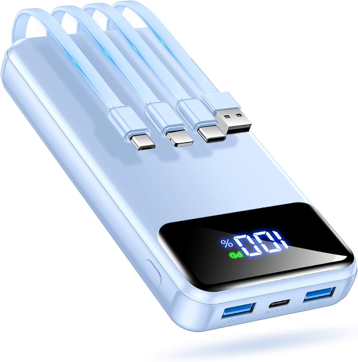 OHOVIV Cargador Portátil Power Bank Paquete de Batería de 50000mAh, PowerBank de Carga Rápida de 22.5W con Cables Integrados, Cargador de Teléfono Portátil USB-C Esencial para Viaj
