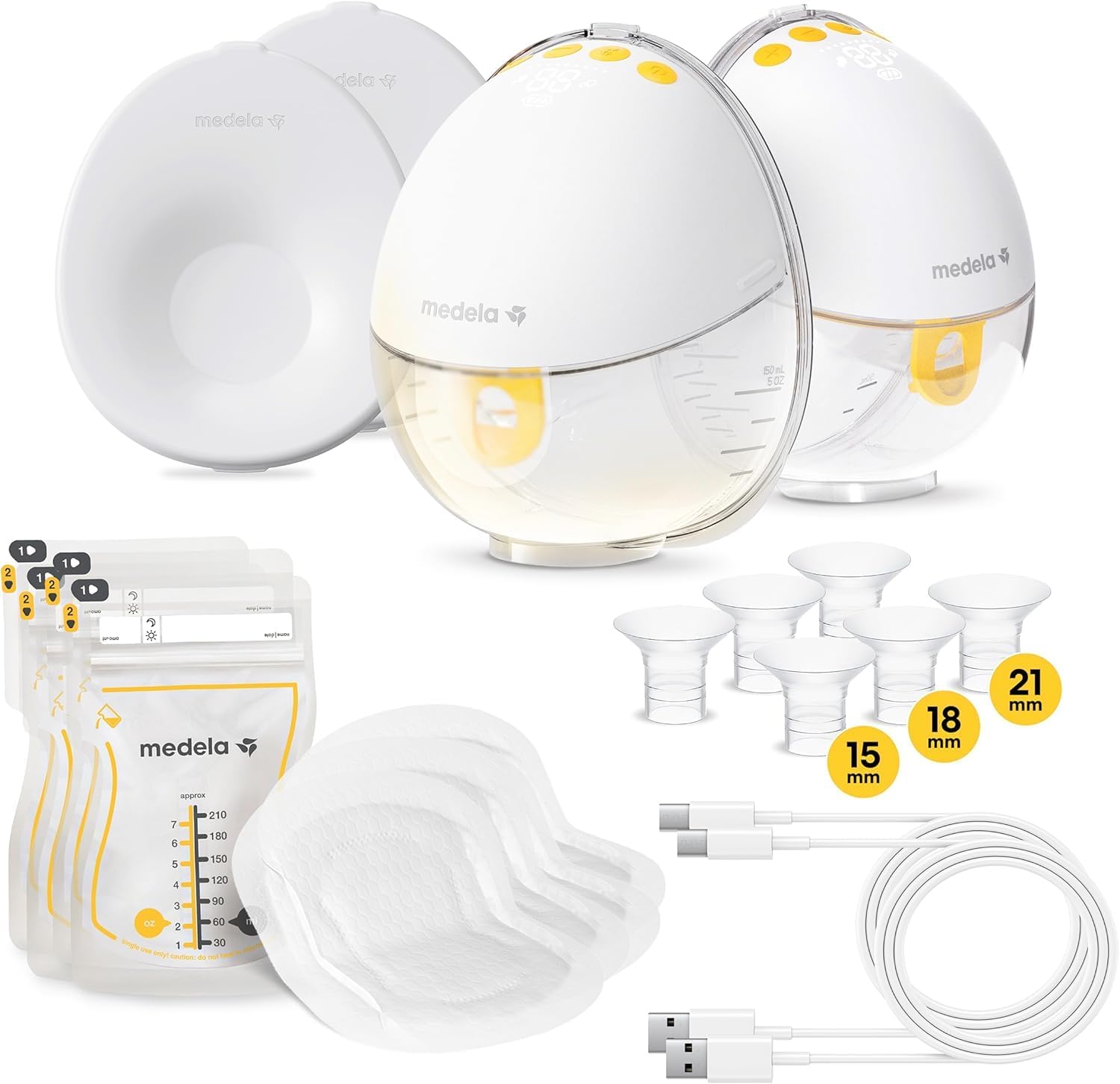 Medela Motion InBra - Extractor de leche eléctrico portátil - Totalmente dentro, manos libres, ajuste cómodo, sin BPA, tazas de 5 onzas, recargable por USB, silencioso y discreto