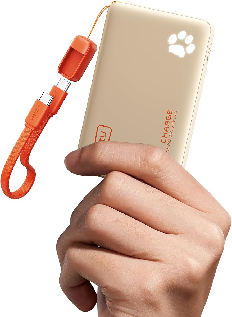 INIU Cargador portátil, Batería externa ultra delgada de 10000 mAh 45W PD, paquete de batería mini con carga rápida USB-C, accesorios de viaje esenciales para estudiantes universit