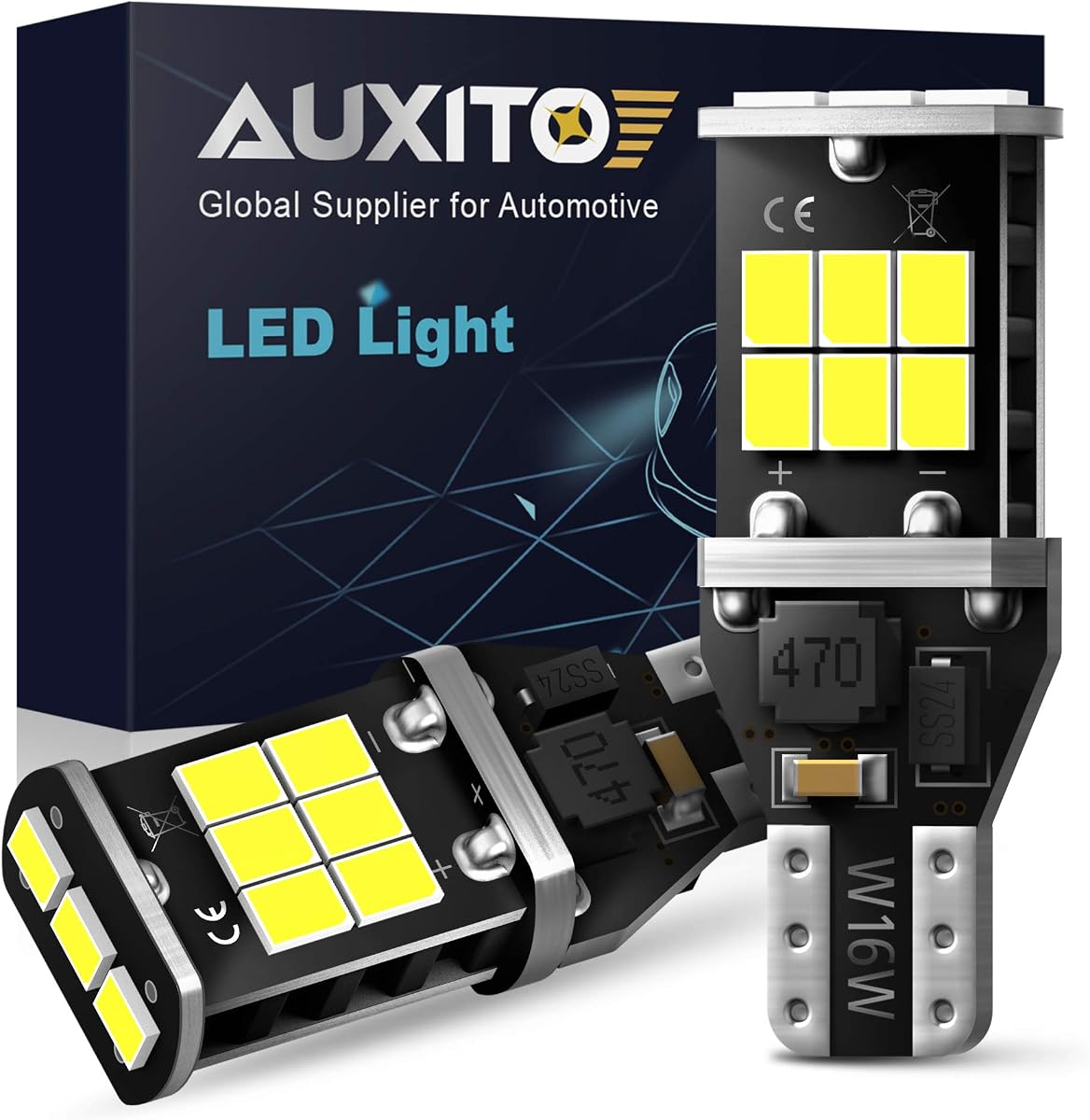 AUXITO 912 921 luz LED de marcha atrás de 1000 lumen de alta potencia 2835 15-SMD, muy brillante y libre de error T15 906 W16W, 6000 K, luz blanca (paquete de 2 luces)