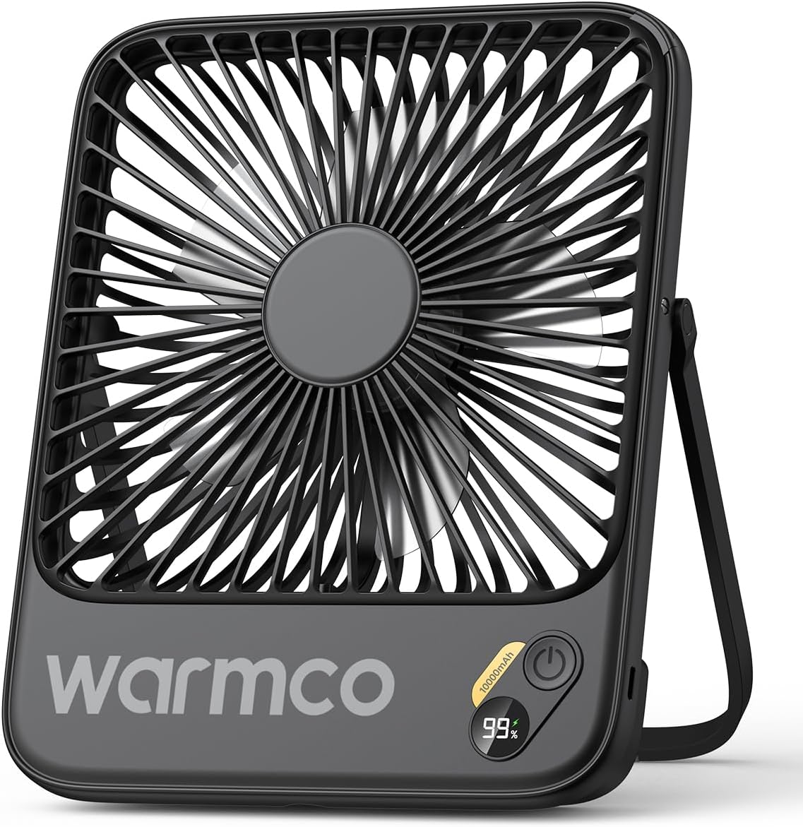 Warmco D3 10000mAh Ventilador de viaje portátil de 7 pulgadas, hasta 24 horas de funcionamiento - Ultra-Slim, Quiet Operation, Battery Powered Fan with Digital Display for Sleeping