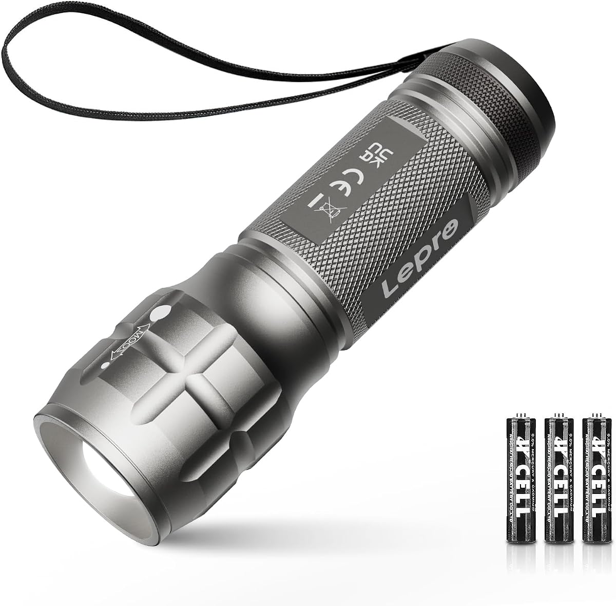 Linternas LED Lighting EVER de alto lúmenes, linterna pequeña, resistente al agua, luz de enfoque ajustable para exteriores, emergencia, pilas AAA incluidas