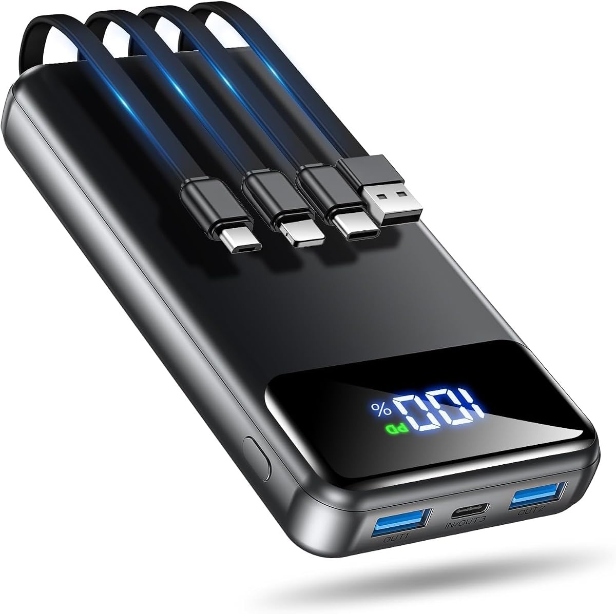 OHOVIV Cargador portátil de batería de 50000 mAh, batería de carga rápida de 22.5 W con cables integrados, cargador de teléfono portátil USB-C esencial de viaje para iPhone, Samsun
