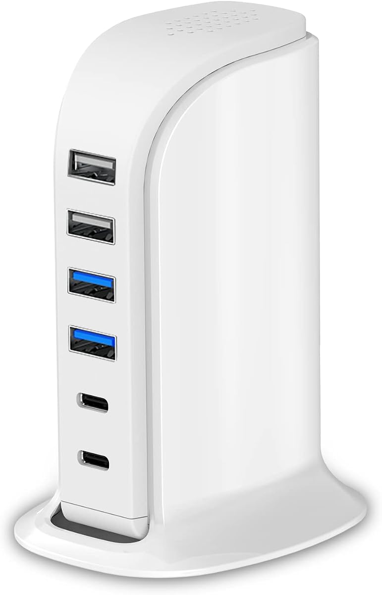 Cargador USB Upoy, estación de carga para múltiples dispositivos 45W, bloques de carga rápida con puertos duales tipo C, hub de carga USB organizador multipuerto para iPhone, iPad,