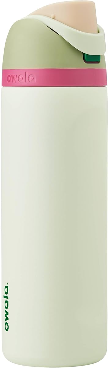 Botella de agua Owala FreeSip aislada de acero inoxidable con pajita para deportes y viajes, botella de agua deportiva sin BPA, 24 oz, Verde/Menta, Alpine Sport
