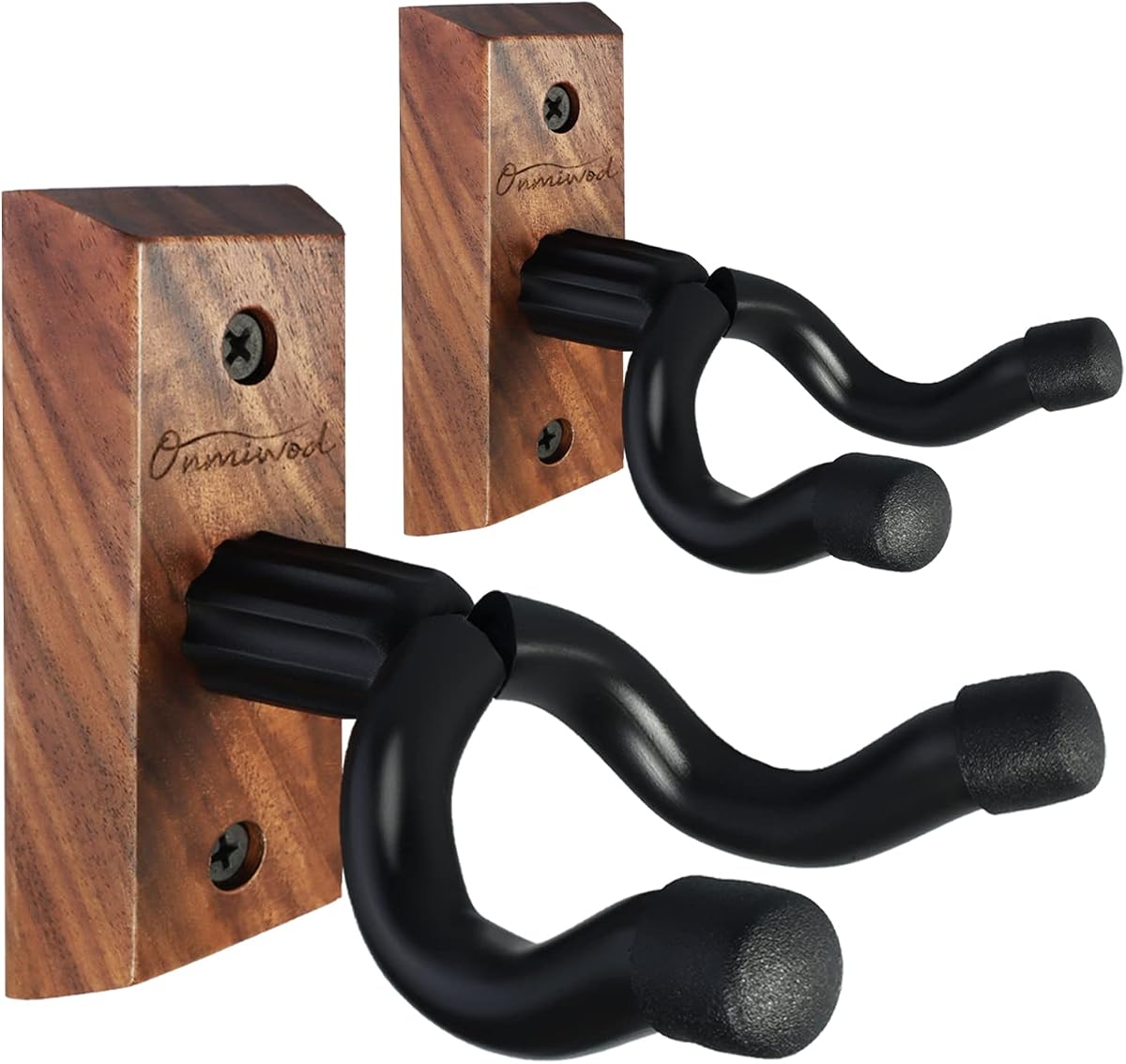 Soporte de pared para guitarra, 2 unidades, colgador de guitarra de madera de nogal negro, soporte de pared para guitarra en forma de U, soporte de pared para guitarra acústica