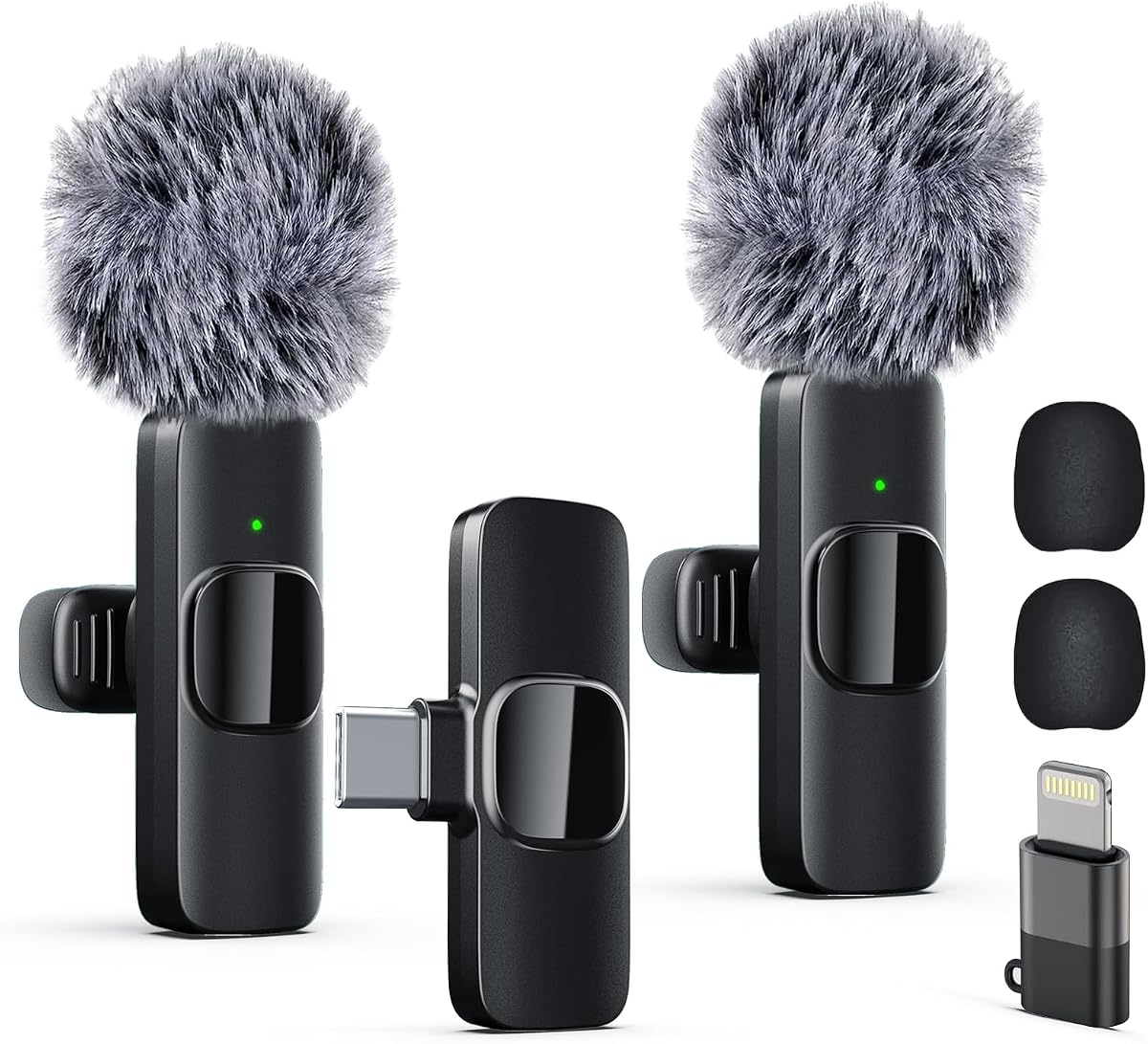 Micrófono de solapa profesional inalámbrico Lavalier para iPhone, iPad, mini micrófono de grabación de video para entrevista, video, podcast, vlog, YouTube y transmisión en vivo, r