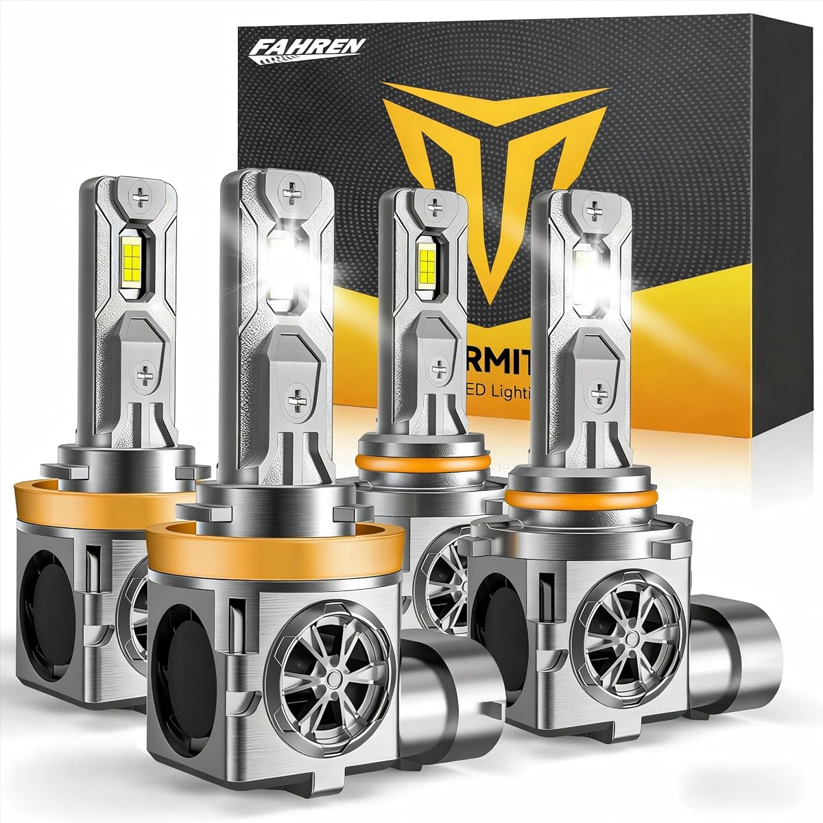 Termitor Combo de bombillas LED H11 9005 2026, 100,000 lúmenes, 1500% más brillante, no parpadeo, no requiere adaptador, vida útil de 70 K+ horas, tamaño de bombillas halógenas 1:1