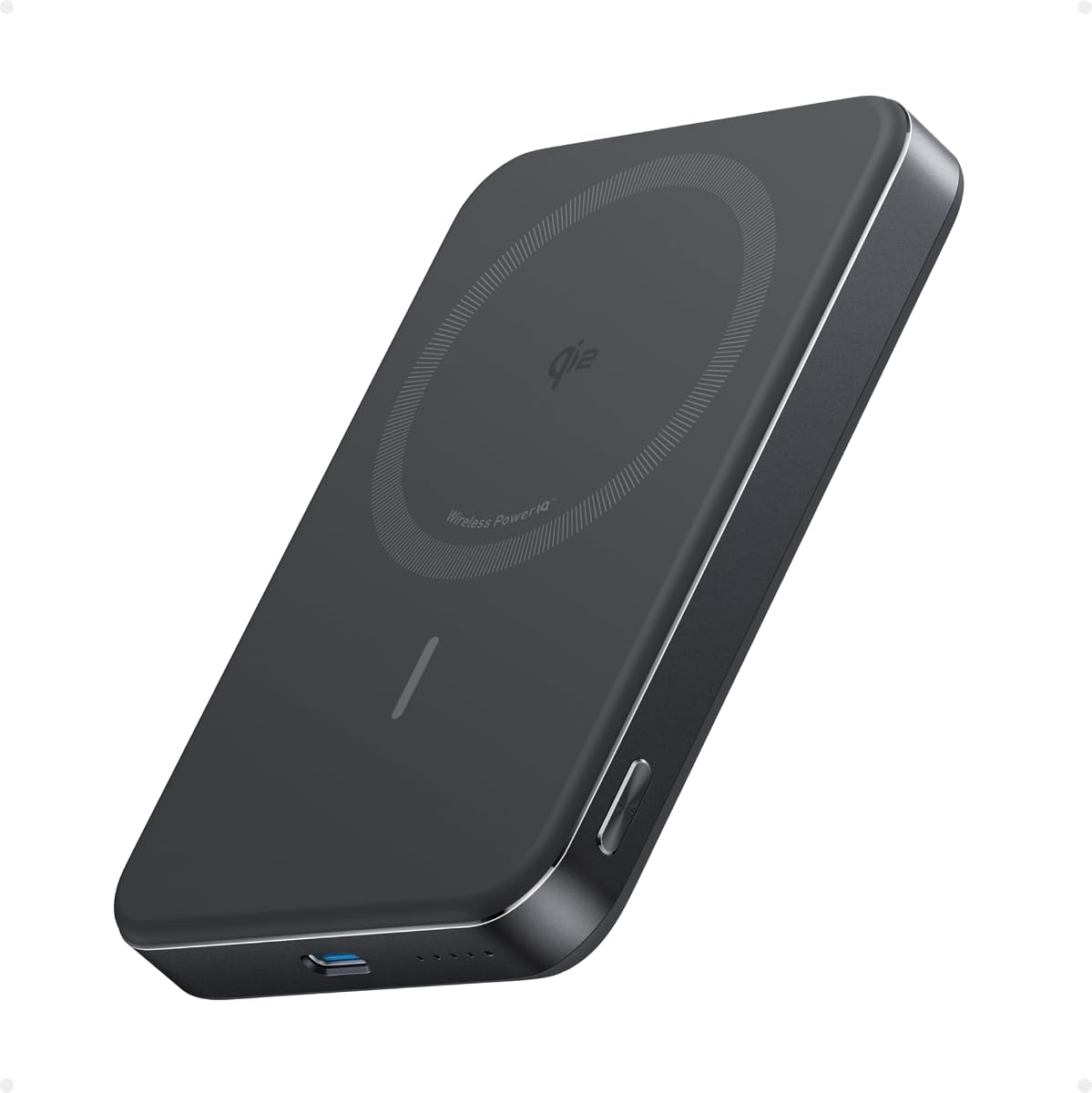 Anker MagGo Power Bank, batería magnética ultradelgada de 10,000 mAh, con certificación Qi2 de 15 W, cargador portátil ultra rápido compatible con MagSafe, diseño ergonómico, solo