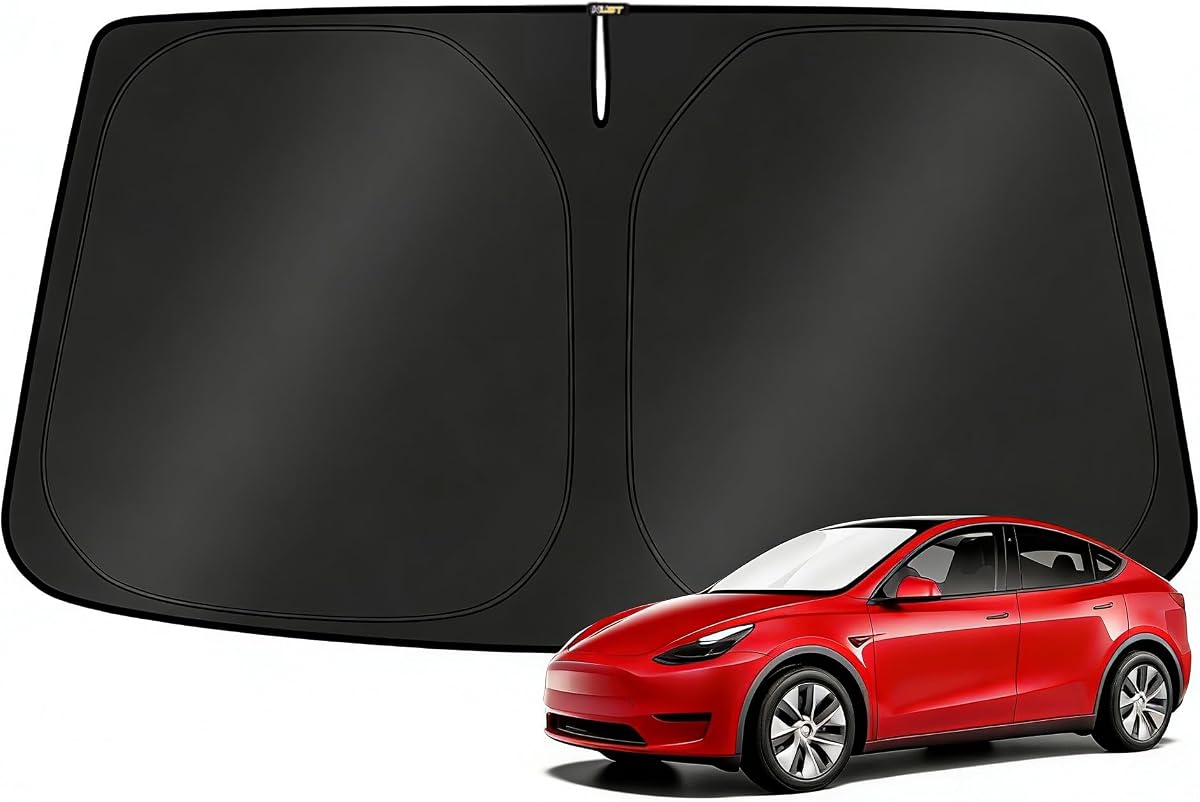 KUST Parasol para parabrisas para Tesla Model Y/Model 3 2017-2026 Accesorios de parasol (Compatible con Model Y Juniper 2025-2026 / Model 3 Highland 2024) Parasol plegable mejorado