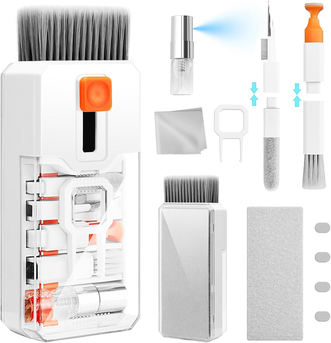 Kit de Limpieza de Teclado, Limpiador de Laptop, Herramienta de Cepillo de Limpieza de Pantalla de Computadora 10 en 1, Kit de Limpiador Electrónico de PC Multifunción con Spray pa