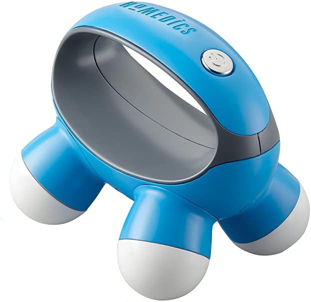 Homedics Homedics, Quatro Mini Massager de mano con agarre a mano, masaje de vibración con batería, 4 nodos de masaje, alimentado por 2 baterías AAA (incluidas), colores surtidos
