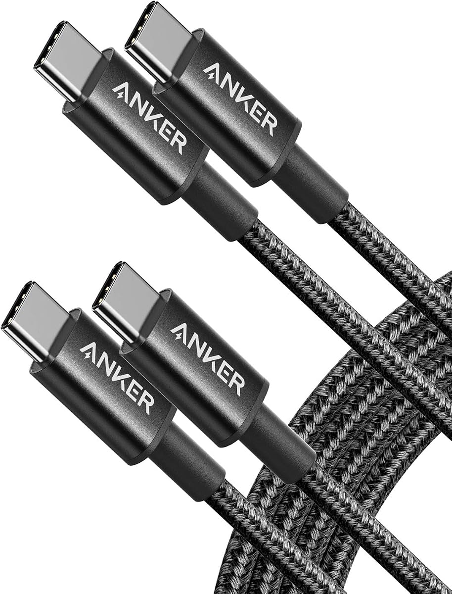 Cable USB C a USB C de Anker, cable de carga rápida tipo C de 60W (1.8 m, paquete de 2) para iPhone 17 Serie, iPad mini 6 y más (Negro)