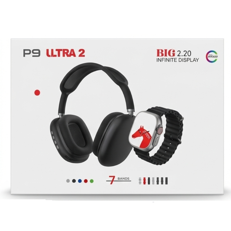 Como audífonos P9 y SmartWatch Ultra 2 con 7 correas
