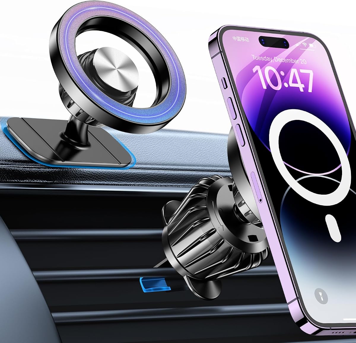 Kaistyle Soporte de coche Magsafe 【Imanes fuertes】Soporte magnético para teléfono de automóvil, soporte de teléfono montado en el tablero, soportes de teléfono para tu automóvil, a