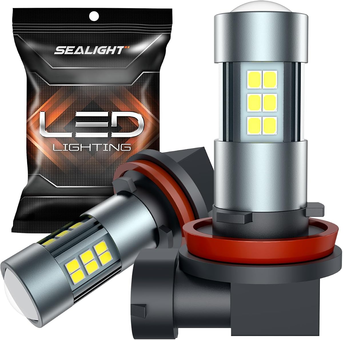 SEALIGHT Bombillas antiniebla LED H11 H8 H16 o DRL, bombillas antiniebla de iluminación real de 360°, 6000K 400% de brillo mejorado, lámpara antiniebla frontal H16, sin polaridad,