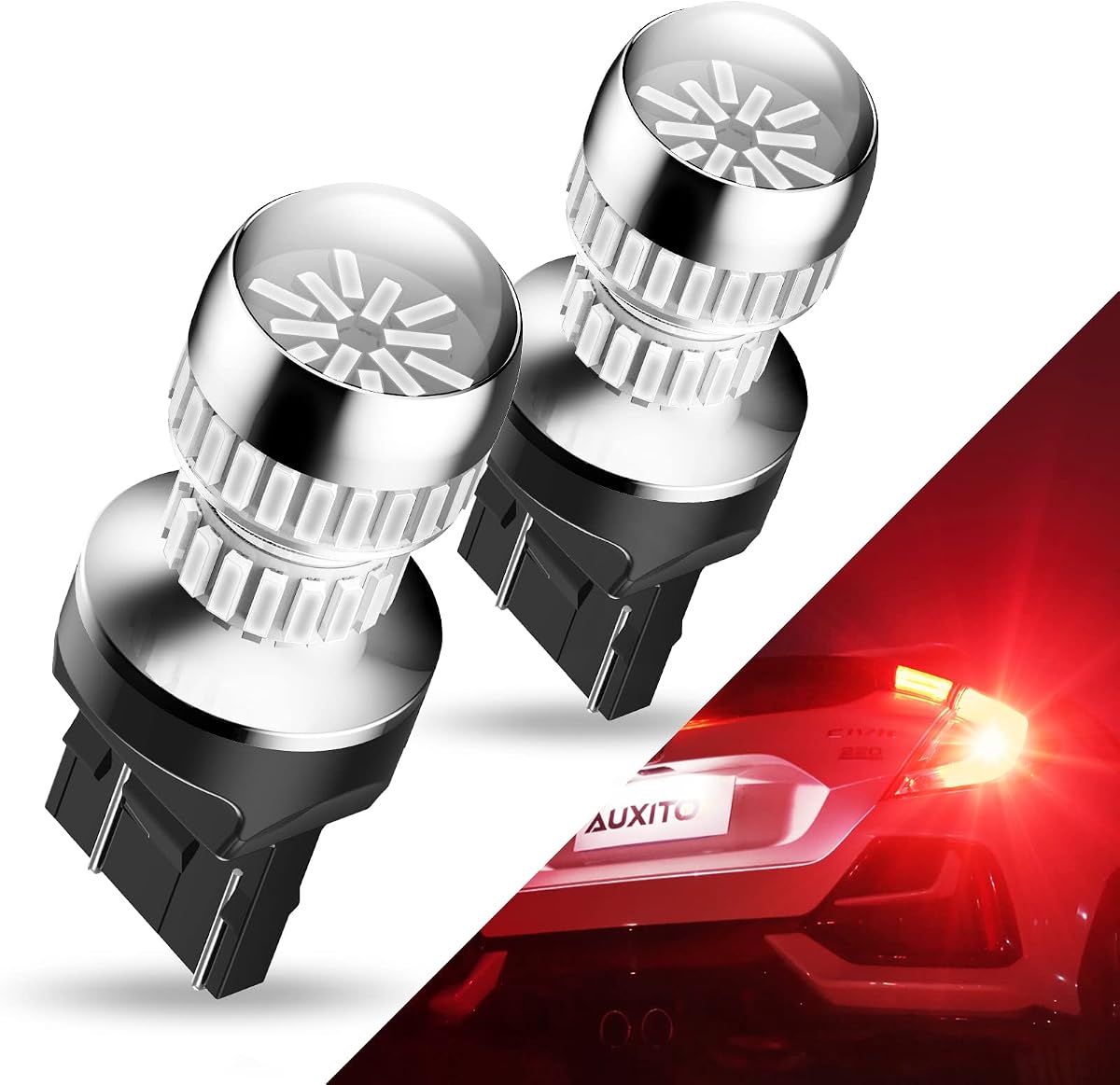 AUXITO Bombilla LED roja 7440 7443 mejorada para luces traseras, luces de freno, superbrillante T20 W21W 7441 7444 LED de repuesto para luces de señal de freno de freno trasero, pa